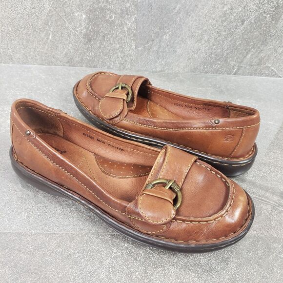 BORN Mindy Leather Buckle Moc Loafer Women's Size 6 / 36.5 Flat Shoes - Picture 1 of 11